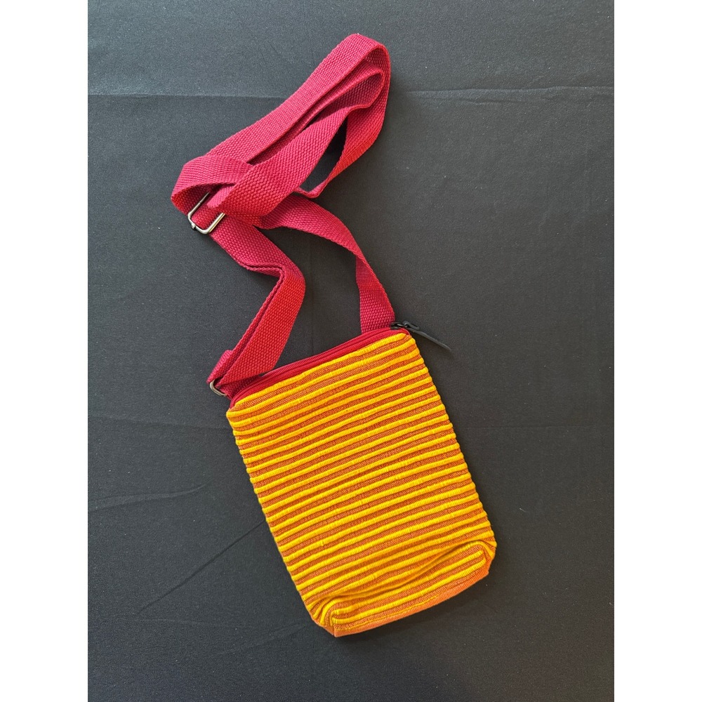 Origo Color Your Life Small Striped Woven Crossbody Bag Orange Red Yellow New